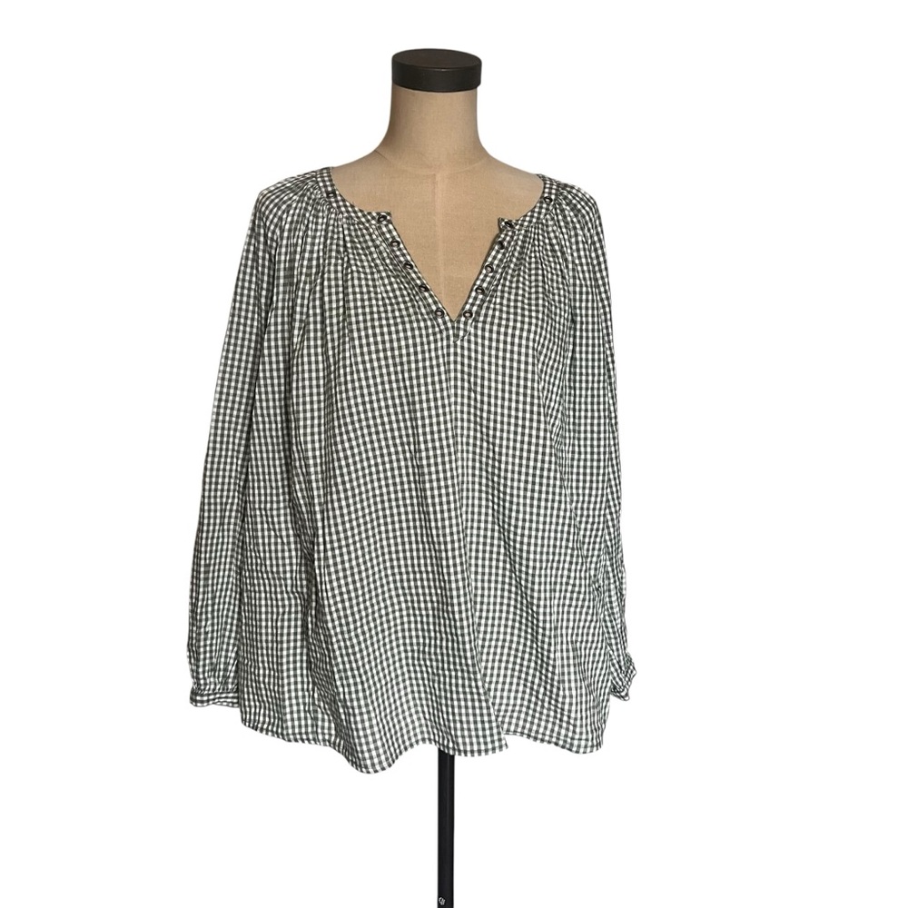 Arie‎ NEW Green & white woven Gingham fairy lightweight women’s top SZ L - Picture 2 of 11